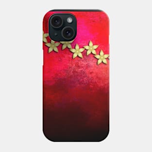 Spectacular gold flowers in red and black grunge texture Phone Case
