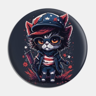 Patriotic Cat Pin