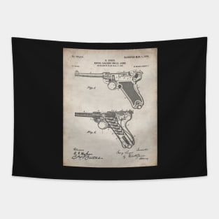 Luger Pistol Firearms Patent - Gun Lover Vintage Guns Art - Antique Tapestry