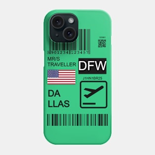 Dallas USA travel ticket Phone Case