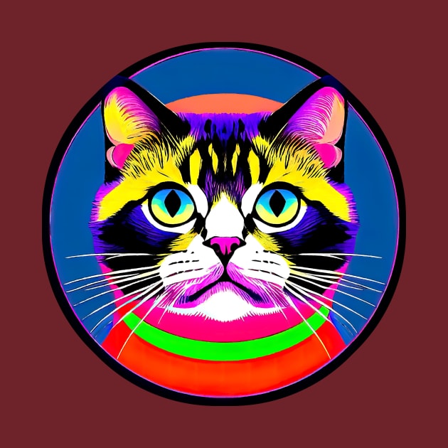 Funny Portrait Of A Finicky Cat. Colorful Round Composition by funfun