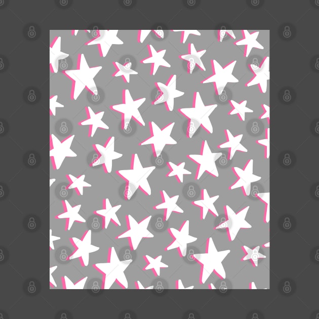 White and Pink Stars Pattern by OneThreeSix