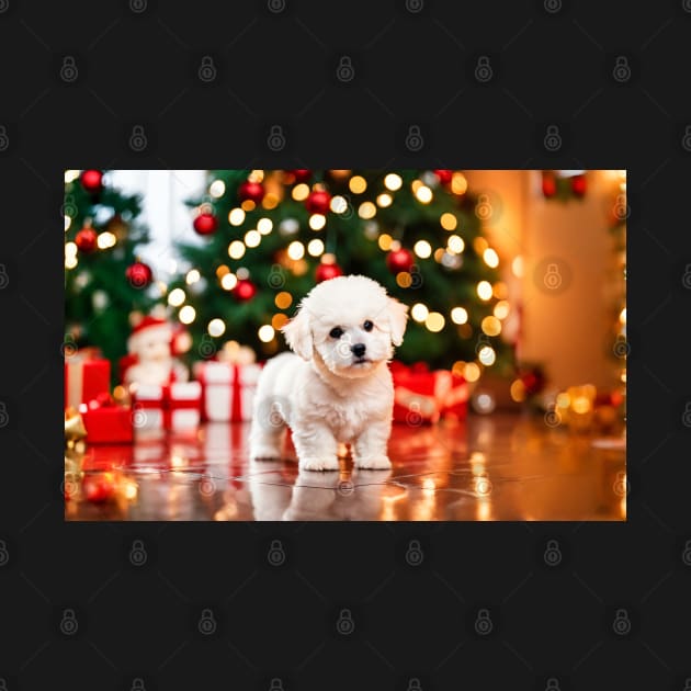 Christmas Bichon Frise Puppy Dog by nicecorgi