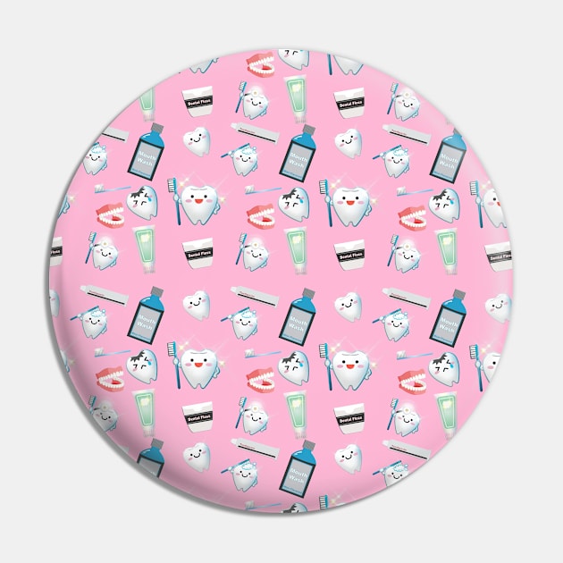 Dental Pattern - Pink Pin by DesignsbyDonnaSiggy