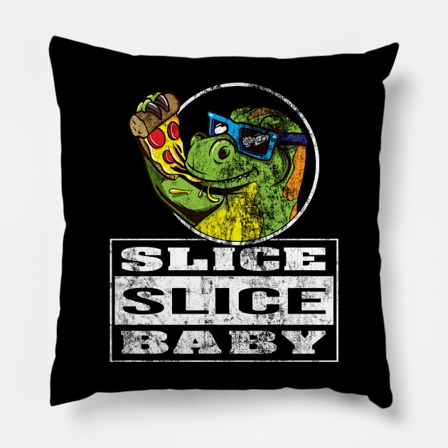 Slice Slice Baby Pizza Dino with Sunglasses and Pizza Piece Pillow by Cedinho