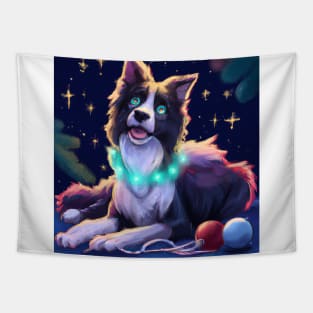 Cute Border Collie Drawing Tapestry