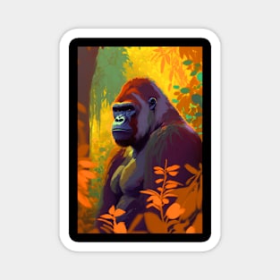 Gorilla Ape Animal Portrait Painting Wildlife Outdoors Adventure Magnet