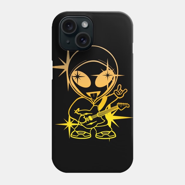 Rockstar Space Alien Musician - Yellow Version Phone Case by SpaceAlienTees