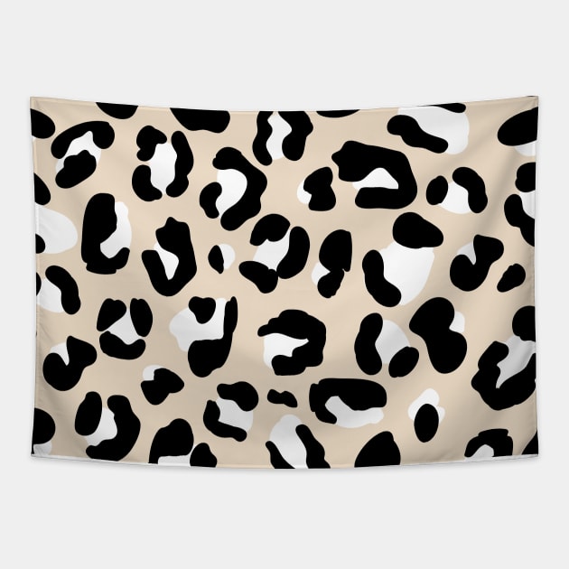 Black, White and Cream and Leopard Print Tapestry by YourGoods