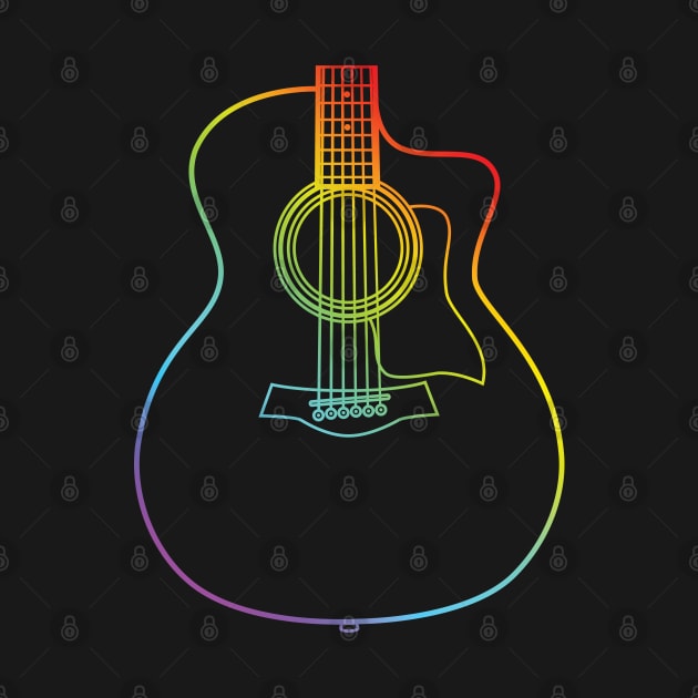 Auditorium Style Acoustic Guitar Body Colorful Outline by nightsworthy