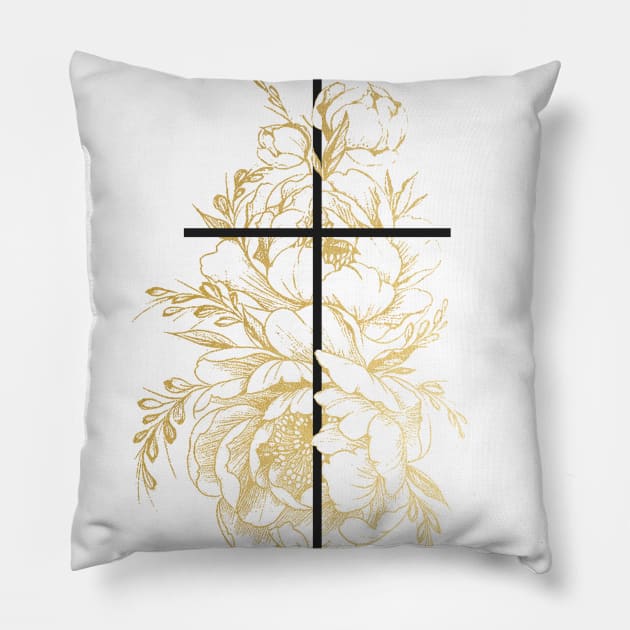 Floral Cross Pillow by ZekeTuckerDesign