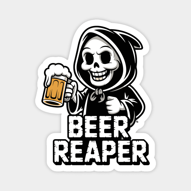Beer Reaper – Grim Drinker Hoodie Mascot Magnet by Cosmo Gazoo