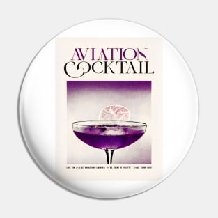 Aviation Cocktail Retro Poster Violet Risograph Bar Prints, Vintage Drinks, Recipe, Wall Art Pin