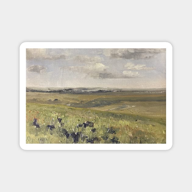 Green Pasture Vintage Painting Magnet by Gallery Digitals