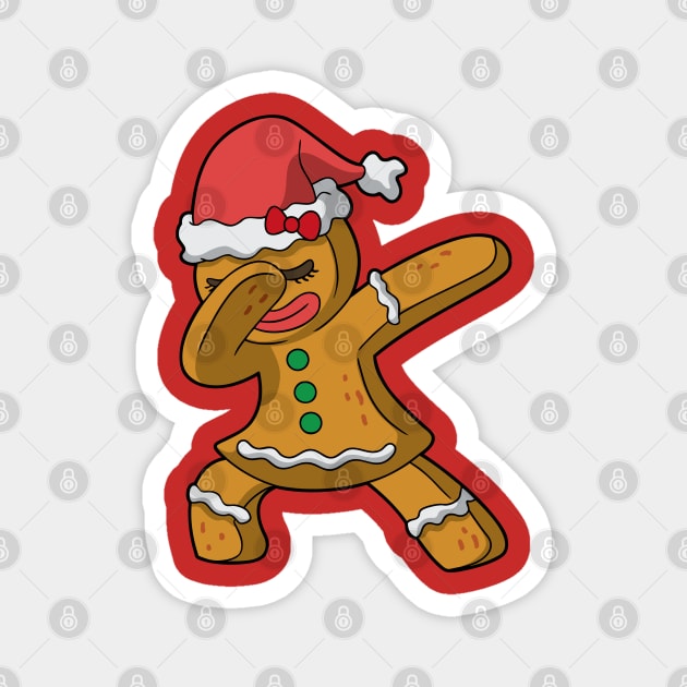 Christmas Dabbing Mrs Gingerbread Girl Women Magnet by E