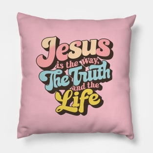 Retro "Jesus is the Way, Truth, Life" Design of John 14:6 Pillow