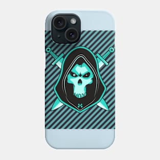 gamer sword and skull illustration Phone Case