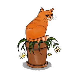 Tabby cat on the Flower pot T-Shirt