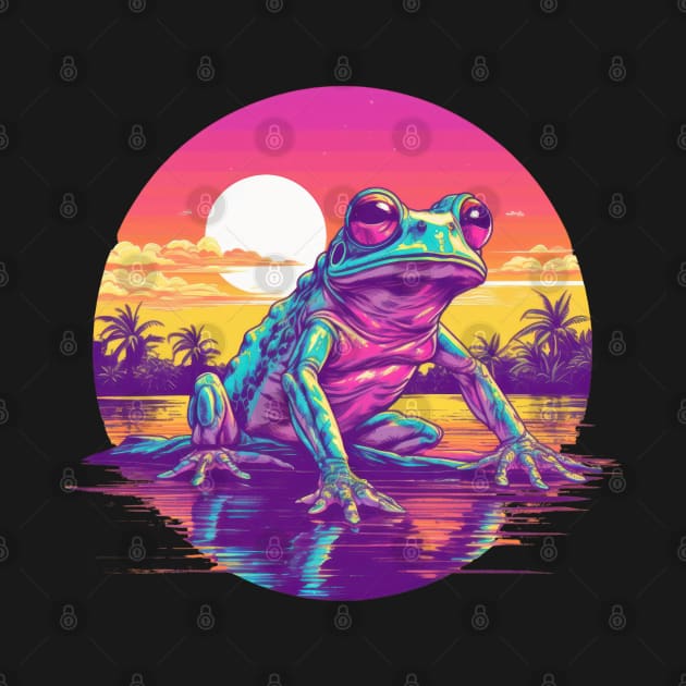 This synthwave frog is living his best life by Pixel Poetry