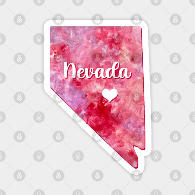 Nevada state map USA heart watercolor pink watercolour Magnet by WatercolorFun