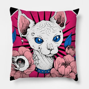 PUNK METALLIC CAT Pillow