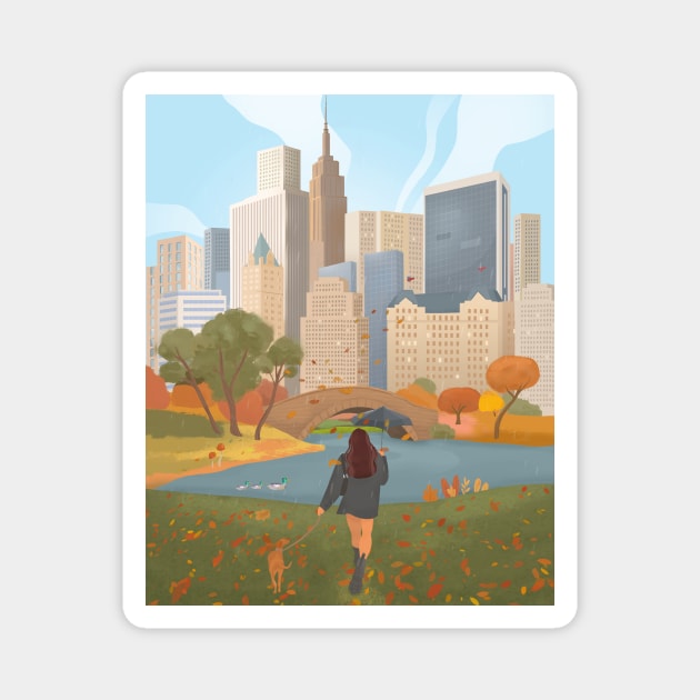 Fall in New York city Magnet by Petras