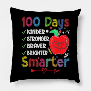 Smarter Kinder Stronger Brighter 100 Days Of School Teacher Pillow