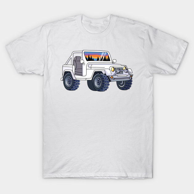 Aesthetic White Jeep - Jeep - T-Shirt