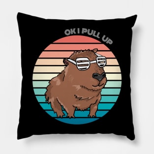 Ok I Pull Up Capybara Meme Sunset Pillow