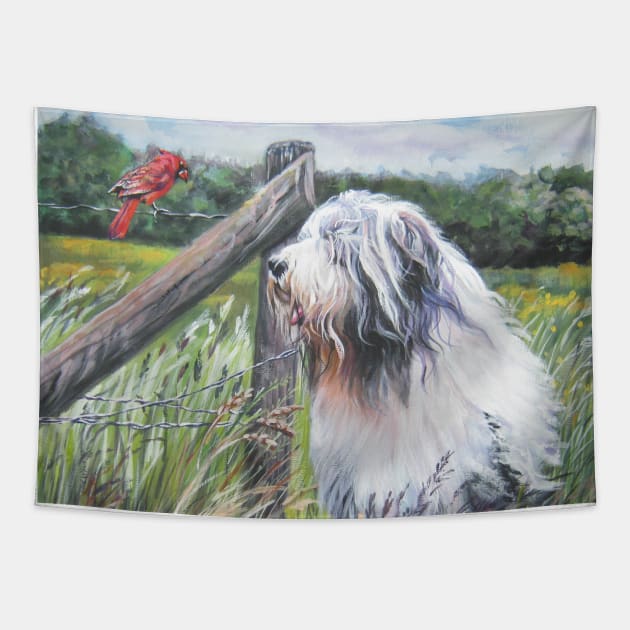 Bearded Collie Fine Art Painting Tapestry by LASHEPARD