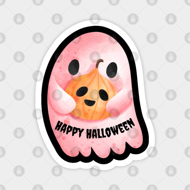 Cute Halloween Ghost Funny Autumn Vibes Halloween Thanksgiving and Fall Color Lovers Magnet by BellaPixel