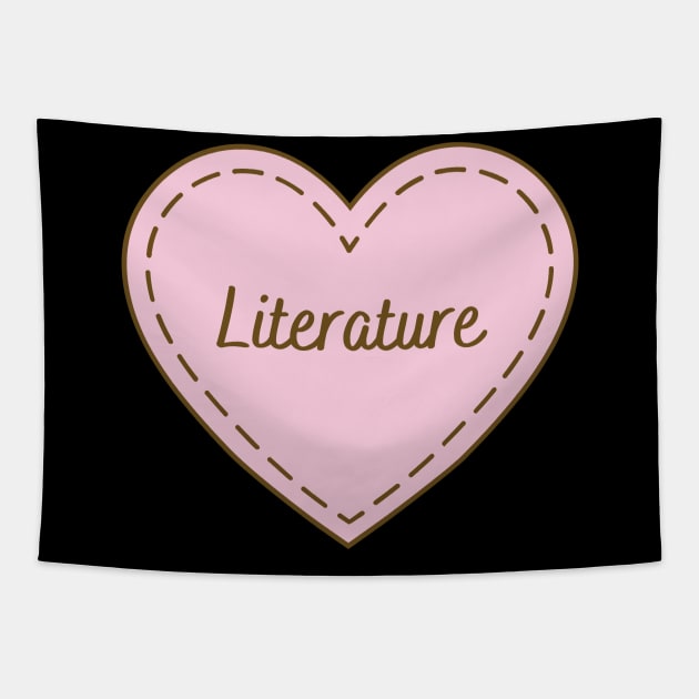 I Love Literature Simple Heart Design Tapestry by Word Minimalism