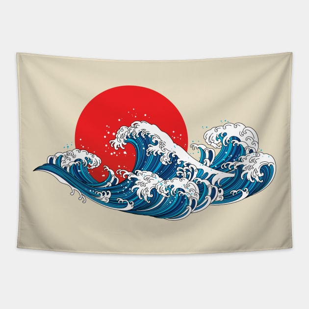 Big Wave Japan Tapestry by info@dopositive.co.uk