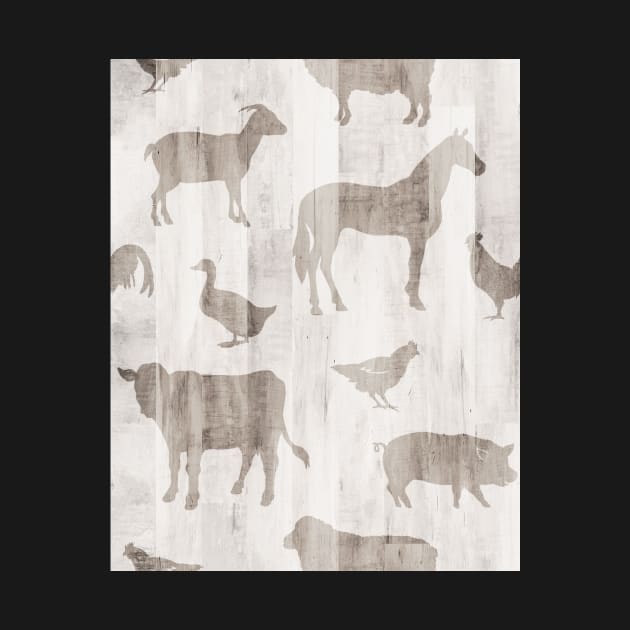 Farm Animals - Light Barn Wood by SugarPineDesign