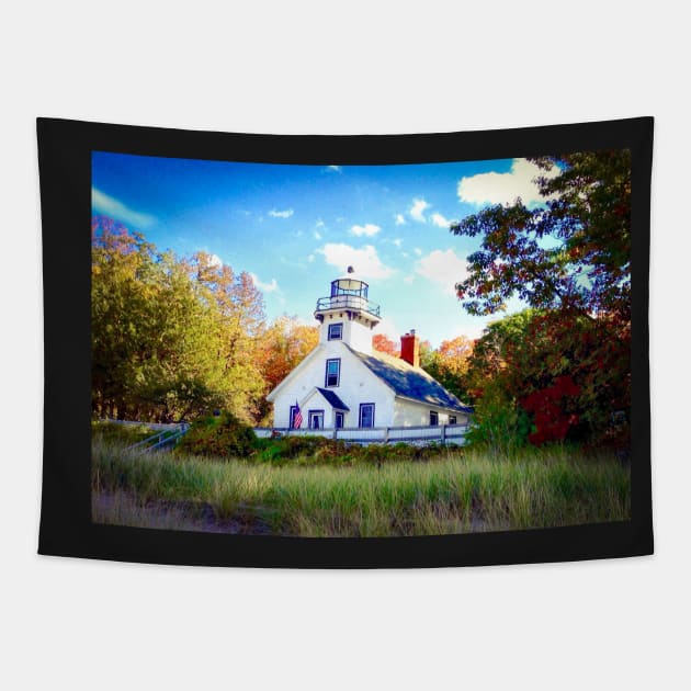 "Mission Point Lighthouse" - Traverse City, MI Tapestry by Colette22