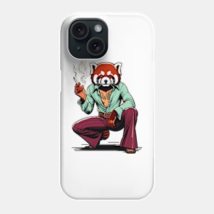 Retro Rebel: 70s Fashion smoking red panda in Shades Phone Case