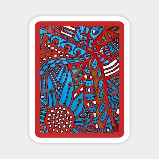 Red, white and blue modern mosaic print Magnet