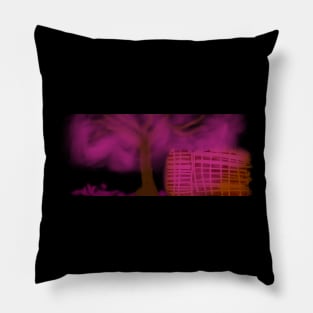 Abstract garden pink fog throw city building Pillow