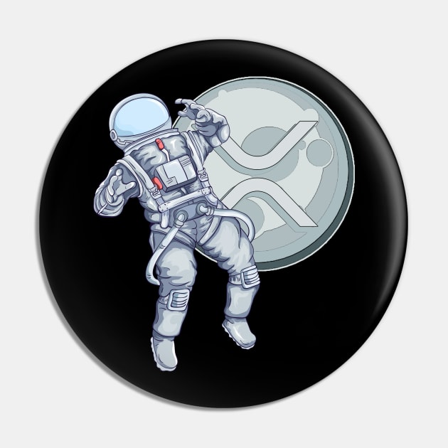 XRP Crypto Hodl Astronaut Mooning Cryptocurrency Pin by BitcoinSweatshirts