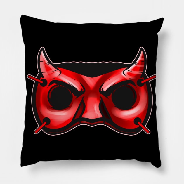 Horned Devil Mask Costume for Halloween Pillow by SinBle