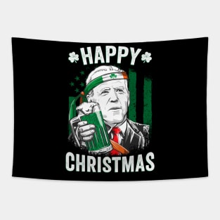 Happy Christmas Funny Leprechaun Biden St Patricks Day Tapestry