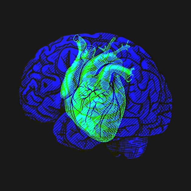 Brain&Heart Interactive Green&Blue Filter T-Shirt By Red&Blue by RedAndBlue