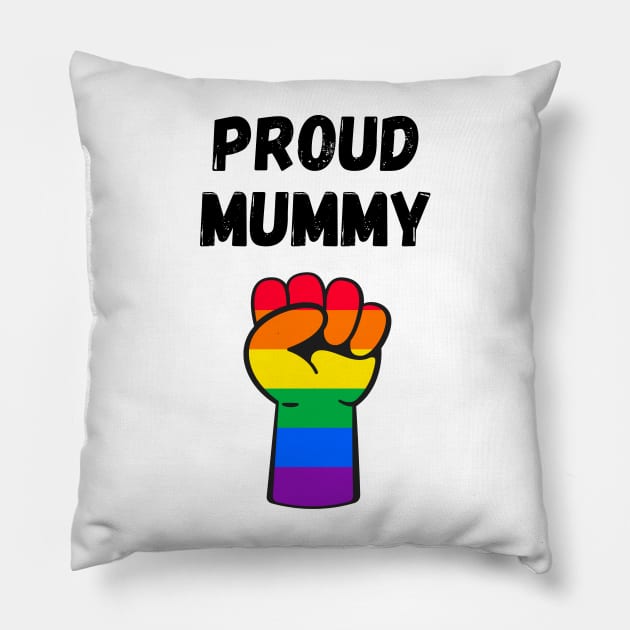 Proud Mummy Rainbow Pride T Shirt Design Pillow by Rainbow Kin Wear