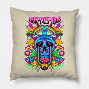 Unconscious Psychedelic Skull Pillow