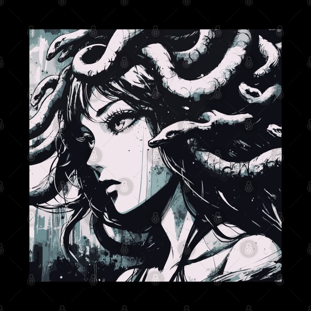 Medusa ink portrait by TomFrontierArt