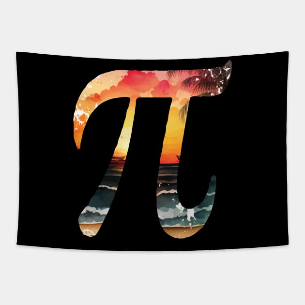 pi day sunset beach vintage Tapestry by YuriArt