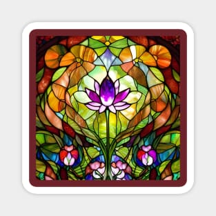 Stained Glass Lotus Flower Magnet