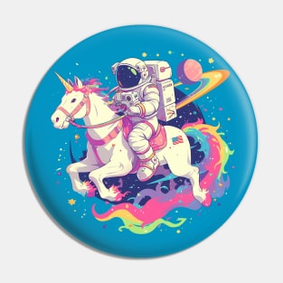 astronaut ride unicorn Pin