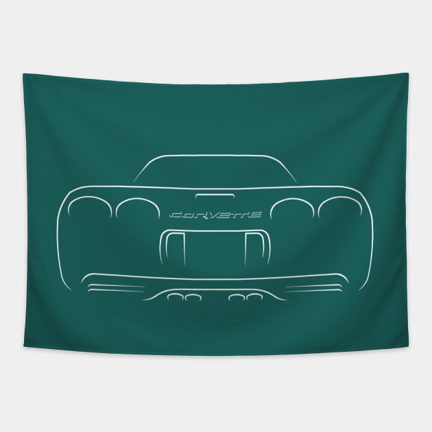 Chevrolet Corvette C5 Z06 - Rear Stencil, white Tapestry by mal_photography