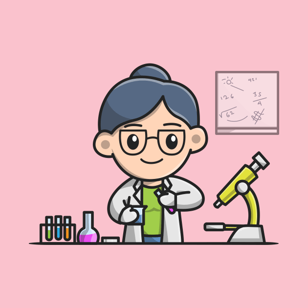 Cute Female Scientist Experimenting In The Laboratory Cartoon by Catalyst Labs